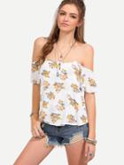 Shein Multicolor Floral Spaghetti Strap Split Blouse