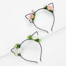 Shein Flower Cat Ear Headband 2pcs