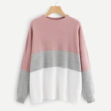 Shein Plus Color Block Waffle Knit Sweater