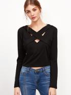 Shein Crisscross Front Crop T-shirt