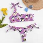 Shein One Shoulder Tie Side Floral Bikini Set
