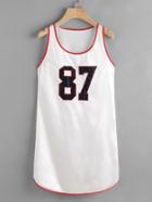 Shein Embroidered Contrast Binding Basketball Tank Dress