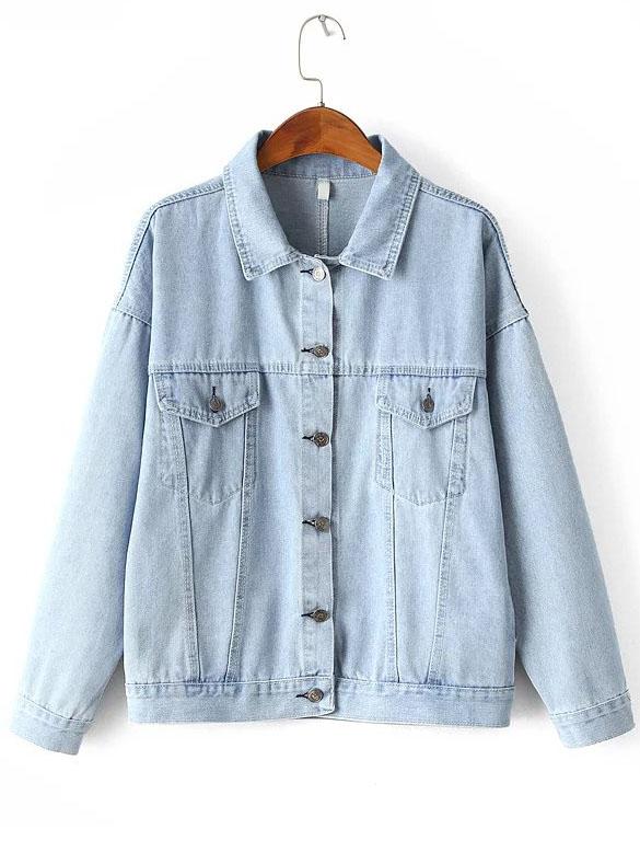 Shein Dropped Shoulder Boyfriend Denim Jacket