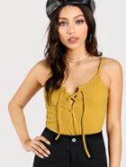 Shein Lace Up Rib Knit Cami Top