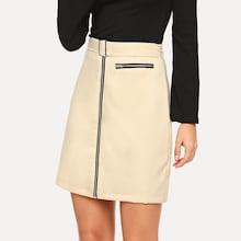 Shein Belted Zipper Up Skirt
