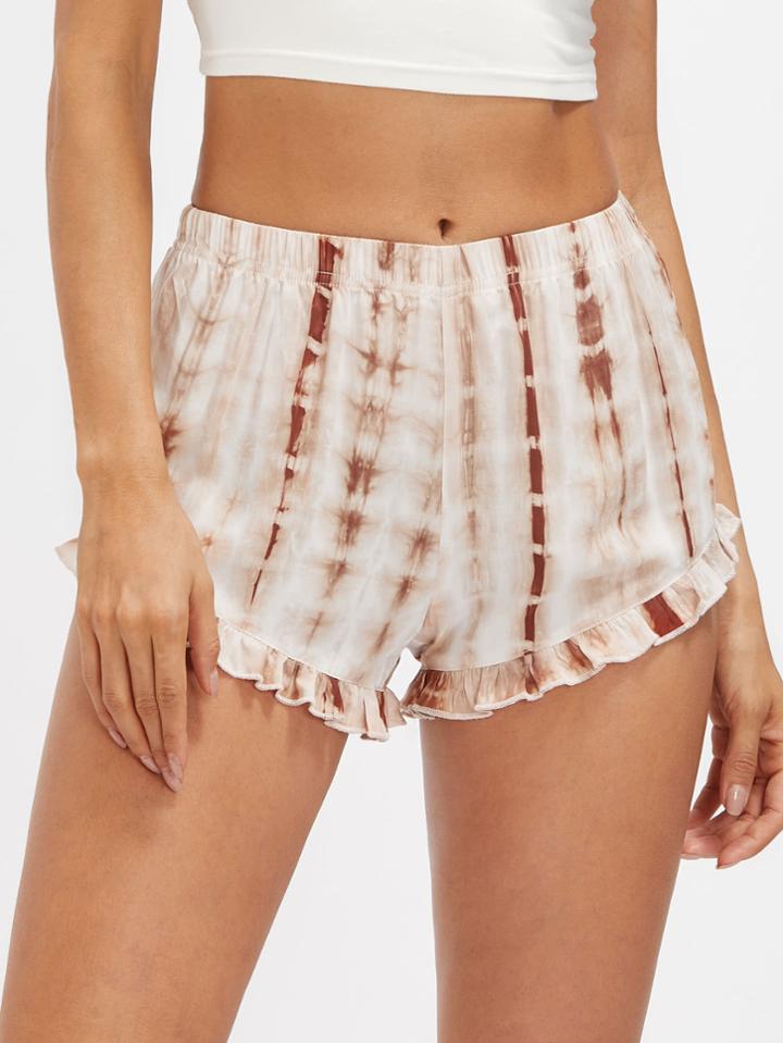 Shein Frill Trim Tie Dye Jersey Shorts