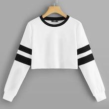 Shein Varsity Striped Crop Pullover
