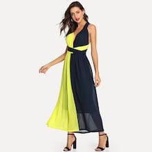 Shein Criss Cross Color Block Shell Dress