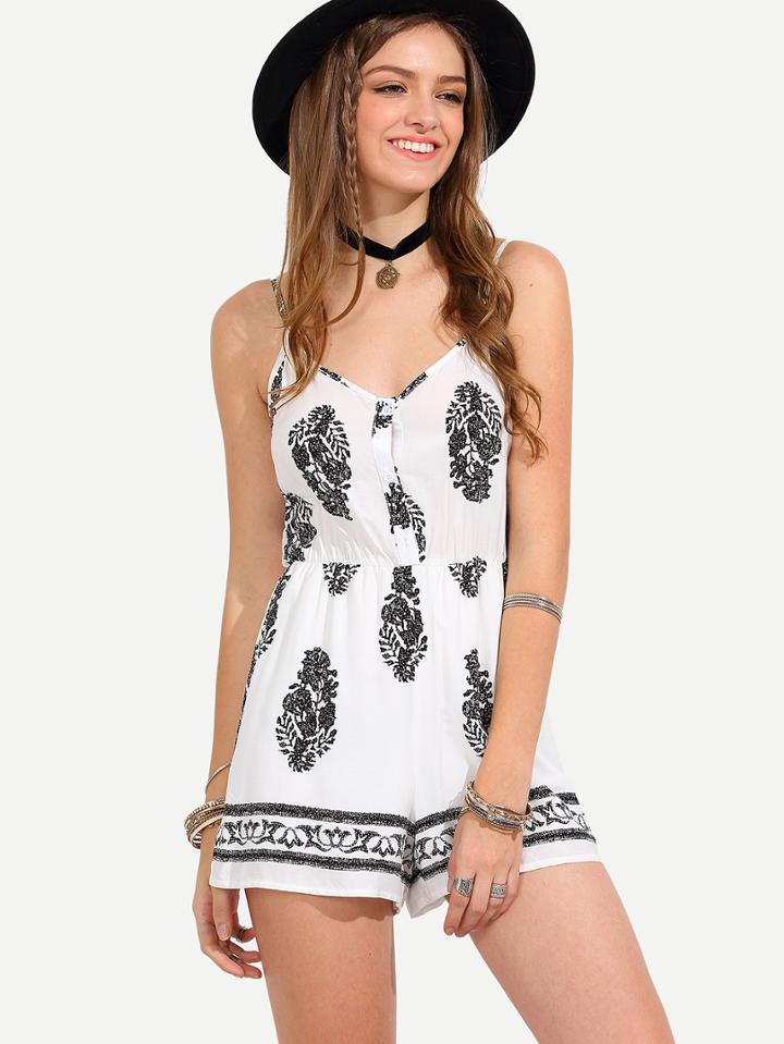 Shein Multicolor Print Spaghetti Strap Boho Jumpsuit