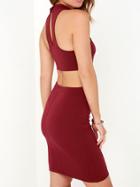 Shein Red Halter Open Back Bodyform Trend Curvy Live Comfy Bodycon Dress