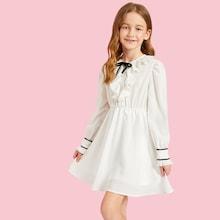 Shein Girls Frilled Cuff Ruffle Trim Shirt Dress