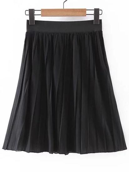 Shein Elastic Waist Pleated A Line Skirt