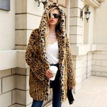 Shein Leopard Open Front Hoodie Outerwear