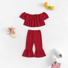 Shein Toddler Girls Off Shoulder Solid Top With Flare Leg Pants