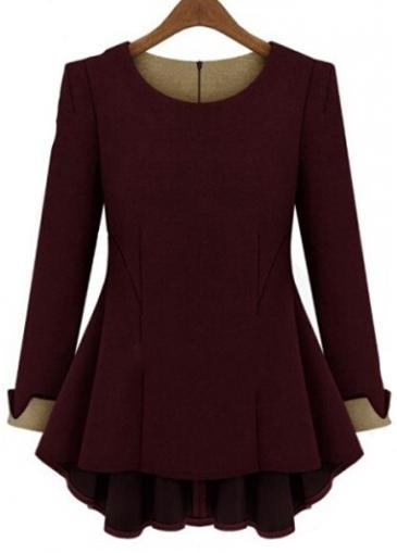 Rosewe Gorgeous Long Sleeve Round Neck T Shirt With Ruffles