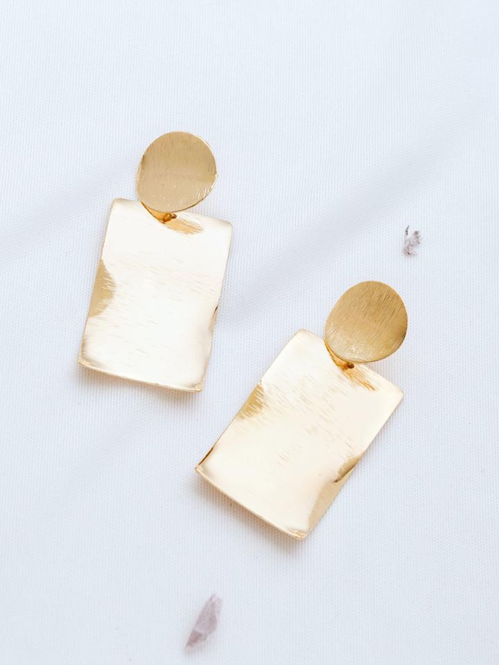 Shein Gold Rectangle Stud Earrings