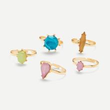 Shein Geometric Rhinestone Design Ring Set 5pcs