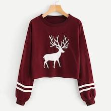 Shein Christmas Print Crop Sweatshirt