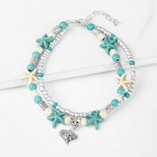 Shein Starfish Design Beaded Layered Anklet