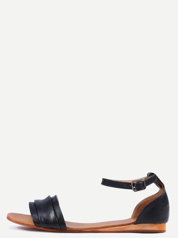 Shein Black Ankle Strap Flat Sandals
