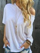 Shein White Split Side Loose T-shirt