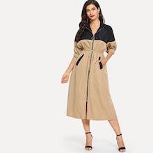 Shein Two Tone Bishop Sleeve Drawstring Waist Coat