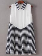 Shein Color Block Stripe Broomstick Zipper Dress