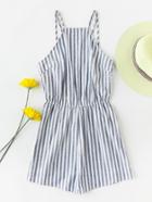 Shein Racerneck Double Strap Open Back Striped Playsuit