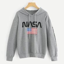 Shein Letter And Flag Print Hooded Sweatshirt