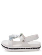 Shein White Open Toe Tassel Platform Wedge Sandals