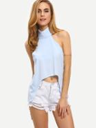 Shein Fold-over Halter Neck High-low Top