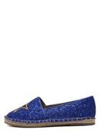 Shein Royal Blue Round Toe Embroidered Star Slip-on Flats