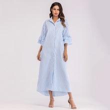 Shein Bell Sleeve Longline Stripe Shirt Dress