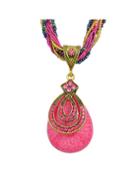 Shein Hotpink Beads Chain Pendant Necklace