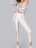 Shein Eyelet Laced Leggings White