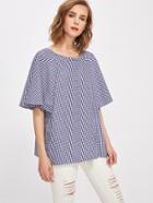 Shein Gingham Cape Sleeve Blouse