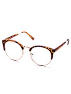 Shein Leopard Print Frame Semi Rimless Metal Trim Glasses
