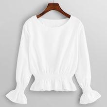 Shein Corduroy Flounce Sleeve Denim Blouse