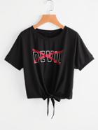 Shein Knot Front Graphic Tee