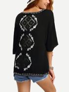 Shein Lace Inset Embrodery Cover-up Blouse