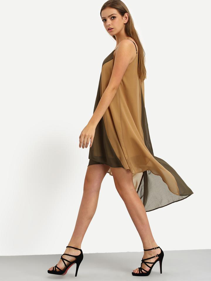 Shein Multicolor Spaghetti Strap High Low Dress