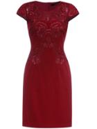 Shein Red Cap Sleeve Disc Flowers Sheath Dress