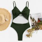 Shein Knot Front Cut-out Swimsuit