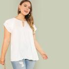 Shein Plus Keyhole Neck Layered Cap Sleeve Top