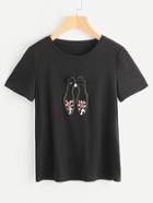 Shein Lovely Shoes Applique T-shirt