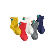 Shein Toddler Kids Pom-pom Decorated Socks 5pairs