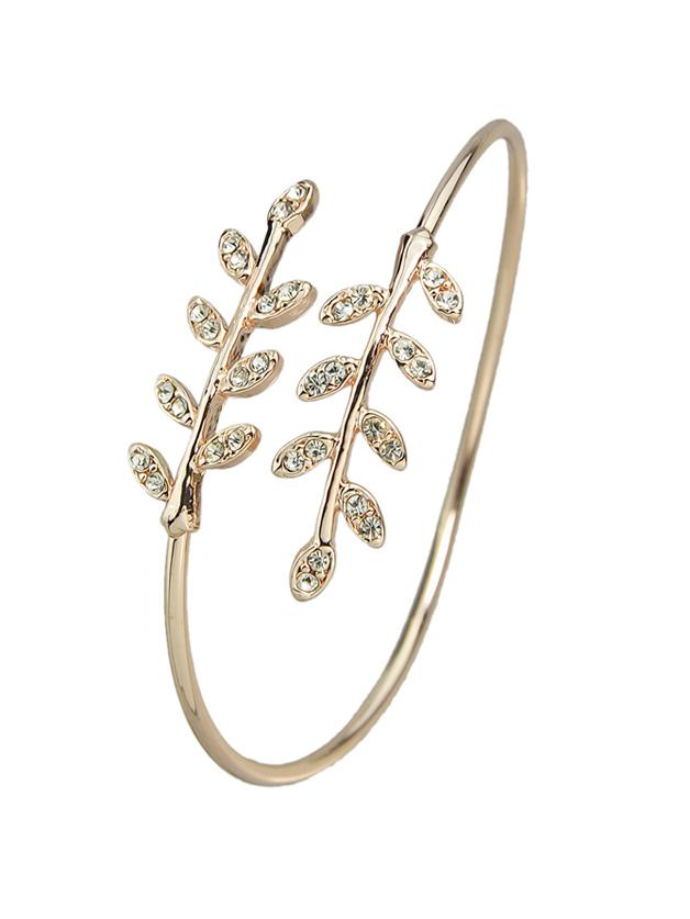 Shein Rosegold Rhinestone Leaf Shape Adjustable Bracelet