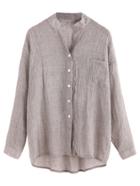 Shein Grey Drop Shoulder High Low Shirt With Pocket
