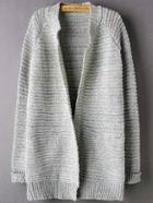 Shein Grey Long Sleeve Striped Patterned Cardigan
