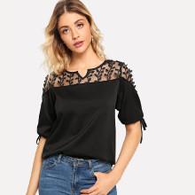 Shein Mesh Panel Blouse